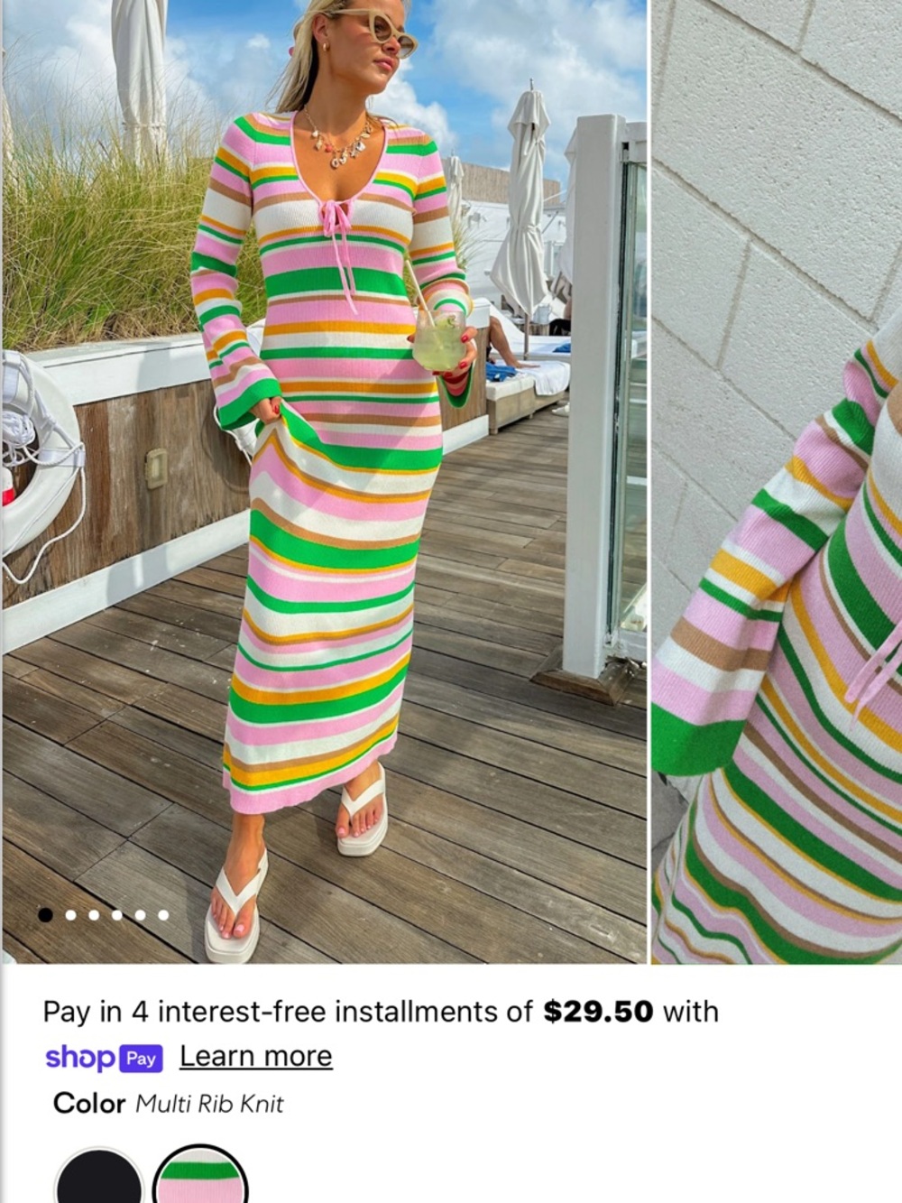 Show me your mumu Striped Multi-Color Rib Knit Maxi Dress xs